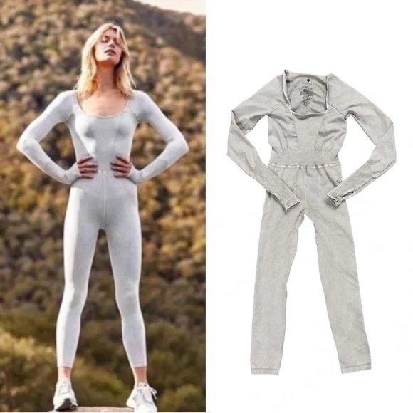 FP Movement Movement Free People Good Karma Long Sleeve Onesie In Gray Sz S/XS - Picture 4 of 11